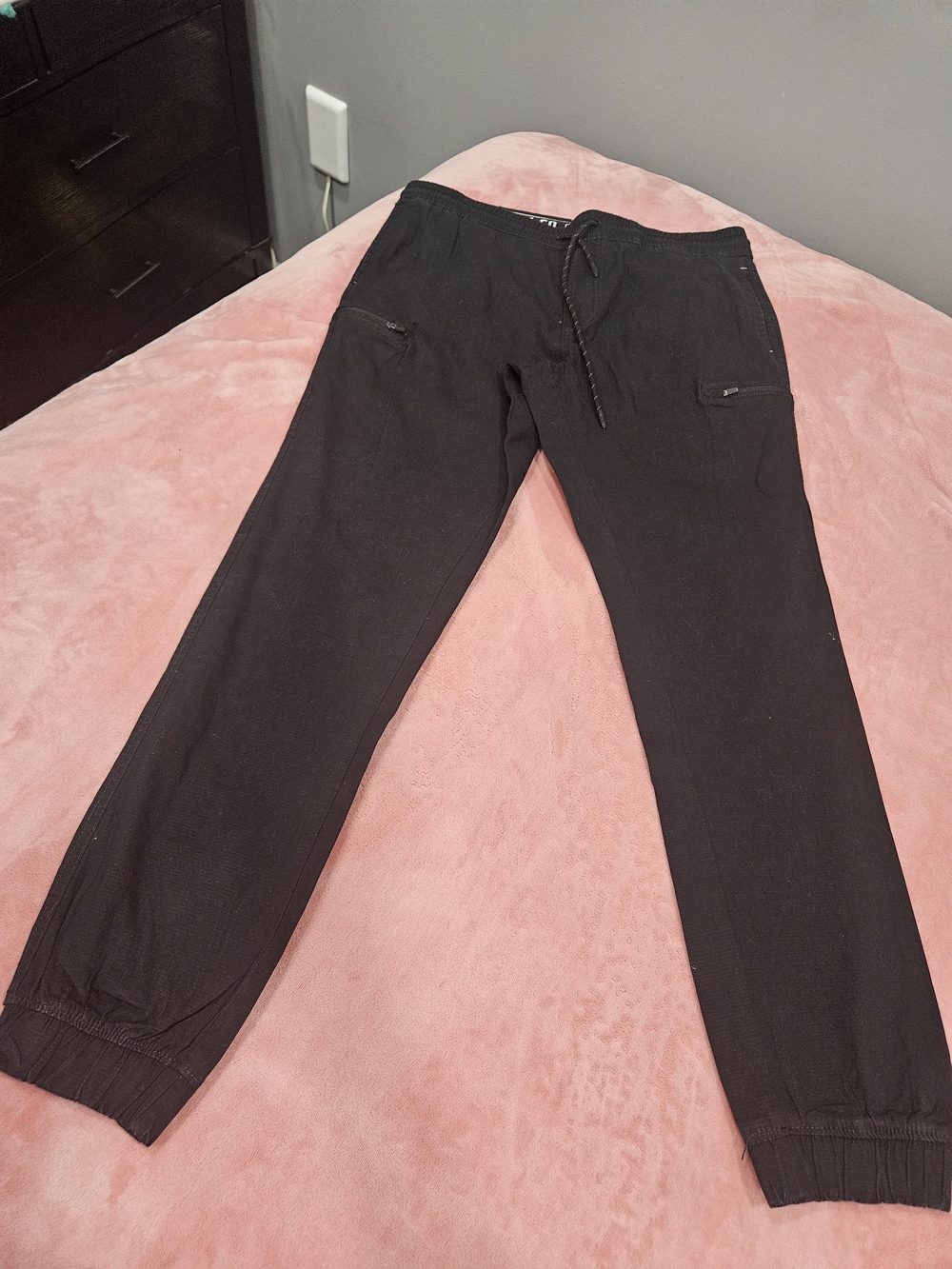 Men's Black Slim Jogger Pants with Zip Pockets